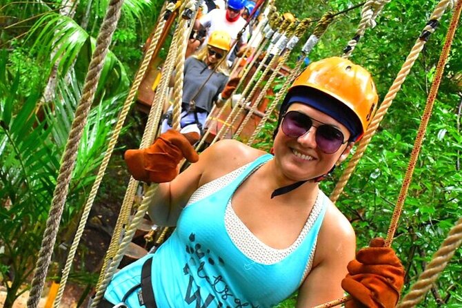 ATV Adventure, Interactive Bridges, Ziplines, Cenote and Lunch - Three ziplines and hanging bridges above the forest