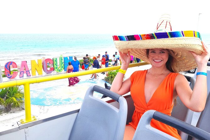 Cancun City Sightseeing and Shopping Tour on a Double Decker bus - El Meco, Cancun’s Mayan site near the coast