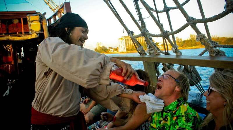 Cozumel: Pirate Ship Cruise with Open Bar, Dinner, and Show - Sword fights, games, and a very active audience