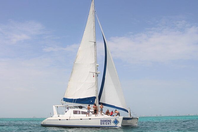 Full-Day Luxurious Catamaran Adventure - Cancún to Isla Mujeres - Leaving Puerto Juarez on a 45-foot catamaran