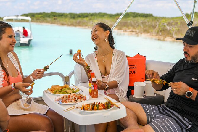 Laguna Grill - Private Boat with on-board BBQ and Drinks Included - Cenote de la Bruja and Bacalar’s famous colors