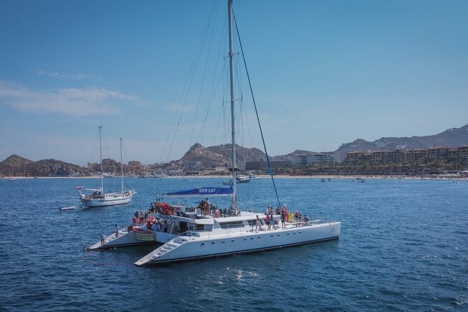 Multimillion Yacht Cabo Cruise Sunset or Snorkel Optional PICKUP! - Medano Beach, Lover’s Beach, and Divorce Beach