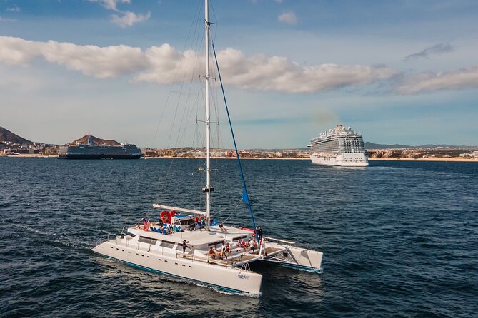 Multimillion Yacht Cabo Cruise Sunset or Snorkel Optional PICKUP! - Drinks, lunch, music, and dancing