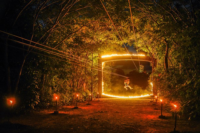 Xplor Fuego with Buffet Style Dinner and transportation - Seven zip lines, fire effects, and a lot of stairs